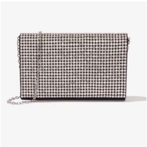 NWT Black Satin and Rhinestone Formal Evening Clutch